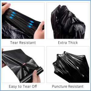 100pcs Garbage Bags Extra Strong Thick Trash Bags Heavy Duty Kitchen Waste Bin Liner Garbage Bag Garbage Roll in High Quality Enlarged Garbage and BagThickened Hotel Property Oversized Plastic Bags