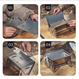 Alat Panggang Portable BBQ Barbeque Anti Lengket Alat Panggangan Arang Grill Stove Foldable Bakaran Ayam Bakar Ikan Bakar Roti Bakar Sosis Sate Daging Kambing Sapi Alat Bakaran Praktis Serbaguna Tahan Lama Anti Gores