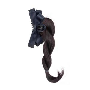 GLOWLITE Dirty Wig Bow Braided Ponytail Wig Synthetic Boxing Braided Pony Tail Hair Piece Fluffy High Ponytail Short Twist Braid Women