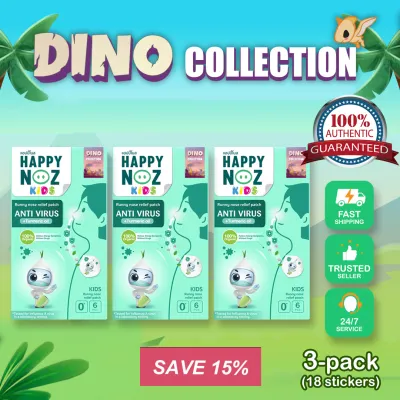 Special Edition Dino Collection Happy Noz Virus w/ Turmeric 100% Organic Onion Sticker for Babies - 3 Green Box -Viral infection / Boost Immunity