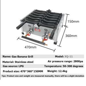 XINHONG Commercial Electric Waffle Maker Non-Stick Banana Shaped Waffle Maker Stainless steel 1800W Heavy Duty Hot Dog Waffle Maker for Party Cafe