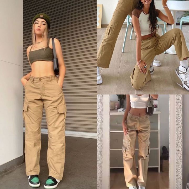 Women's Pants High Waist Straight Baggy Jeans Casual Chic Zippers Female  Trouser | eBay