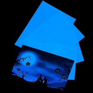 Everyglow Glow in The Dark Photo Paper Luminous Printing Paper Photoluminescent Inkjet Printing Paper Vnyl for Pictures Halloween Party(10pcs Yellow Green Glow) 4X6
