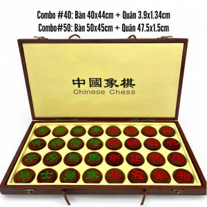 Combo Bàn Cờ Tướng Gấp Gọn Kèm Quân Cờ Gỗ Nguyên Khối Mẫu Giả Gụ [HBC+GG]