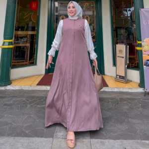 Qyara Store Fashion Gamis Wanita Muslim Mona Resleting Busui Bahan Rayon Twill Premium Ukuran MLXLXXL Jumbo Terlaris