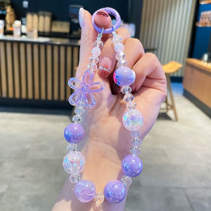 DIY Girl Style Flower Colored Phone Chain New Pearl Hanging Chain Phone Case Keychain Best Friend Gift