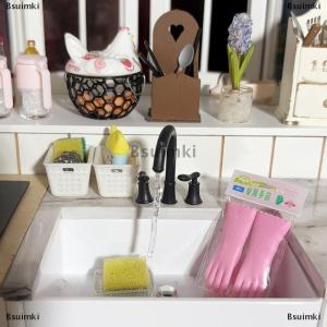 [COD] Bsuimki 1 cặp Dollhouse thu nhỏ Găng tay cao su mô phỏng dài làm sạch găng tay búp bê nhà bếp 1:12 trang trí nội thất nhà búp bê phụ kiện