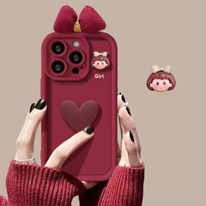 OPPO A79 A98 A78 5G Case OPPO A96 A36 A5 A9 2020 Burgundy Three-dimensional Love Butterflies Bow Anti-drop Phone Case For Girl Woman Student