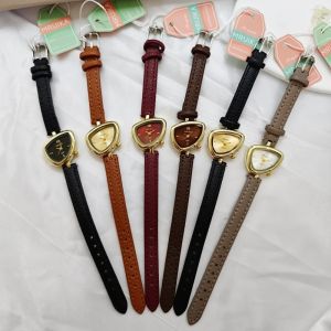 JAYQQ Dây da Đồng hồ hình tam giác không đều số nhỏ Cơ chế thạch anh Đồng hồ thạch anh nữ Thời trang Không đối xứng Đồng hồ thời trang Phụ nữ