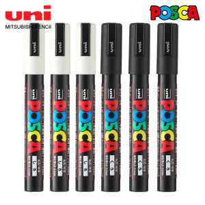 5 ชิ้นญี่ปุ่น UNI POSCA เครื่องหมายปากกาอะคริลิคสีขาวสีดำไฮไลท์ปากกากราฟฟิตี PC-1M/3M/5M ขายส่งภาพวาดอุปกรณ์ศิลปะ