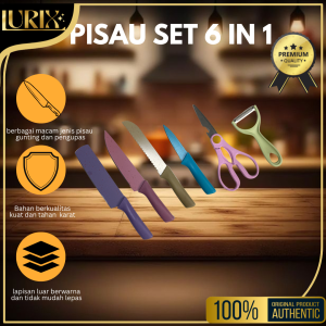 Set Pisau Dapur Stainless Anti Lengket Lurix 6 in 1 - Multifungsi untuk Memotong Daging/Sayuran/Roti