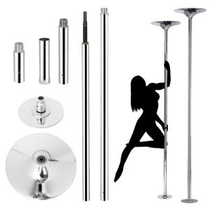 Mocha (High Quality+Fast Delievery) Dancing Pole 45mm Spinning Static Stripper Pole Portable Removable Dance Pole Kit W/Tools For Beginner Professional Fitness Exercise Club Party Pub Home Gym