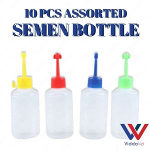 10pcs Plastic Semen Bottle 100ML Squeeze Type With Long Tip for pig artificial insemination