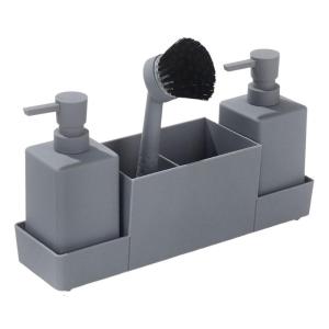 Kệ để đồ nhà bếp nhựa giữ miếng bọt biển với đồ chia xà phòng đôi và ngăn lưu trữ dụng cụ vệ sinh giá