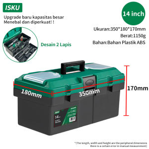 ISKU Tool box toolkit besar 14 15 17 18 19 20 inch toolbox besi tahan karat/bok kunci bengkel tempat kotak alat perkakas ukuran besar bengkel jumbo