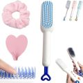 Hair Brush, Self-Cleaning Anti-Static Detangling Massage Comb, One-pull Clean Scalable Rotate Lifting Self Cleaning Hairbrush (White, Blue, Pink, 1 Count). 