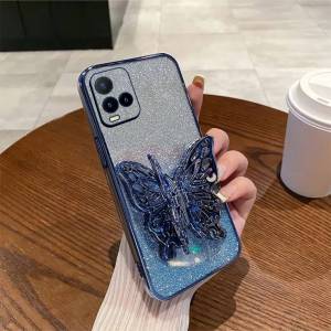 Softcase Vivo Y21 Y21A Y21s Y21t Case Luxury Glitter Premium Free Stand Kupu Kupu