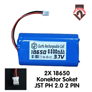 Baterai Li-Ion / Baterai Spaker18650 Soket /PH 2.0 2Pin 3.7V-6800mAh
