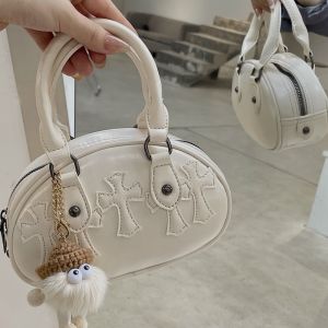 Korean MINI Bowling Bag Boston Bag Shoulder Crossbody Handbag (With Doll）