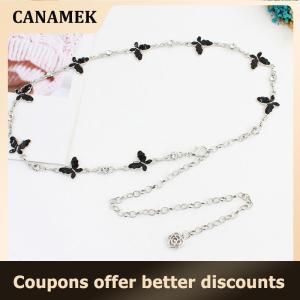 【 CANAMEK 】 Trendy Butterfly Decoration Metal Chain Belt Adjustable Elegant Slim Thin Body Waist Chain Dress Sweater Pendant Decoration Belt Gift