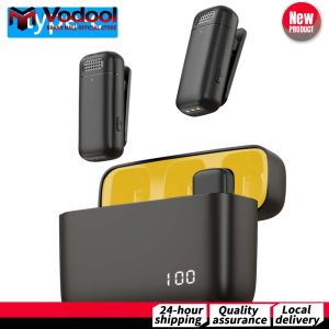 Wireless Noise Cancelling Collar Microphone with Digital Display for Karaoke and Conference Use Rechargeable Case