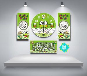 jam dinding kaligrafi kuartet