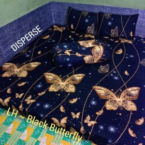 [PROMO] SPREI KARET SETIAP SUDUT MOTIF BLACK BUTTERFLY UK 120 160 180 200