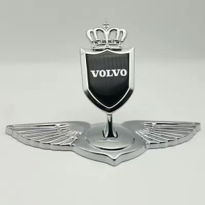 High quality Modified Metal 3D Standing Car Front Hood Emblem Sticker Angle Wings Emblem Badge Car Dedicated hood logo For Volvo 850 C30 S60 S80 XC90 XC60 240 S70 S90 V40 V70 260 440 460 480 740 760 780 940 960 C70 Coupe S40 V50 V60 V90 XC70