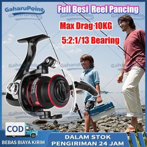 Reel Pancing Full Besi Metal Fishing Spinning Reel 13 Bearing Reel Pancing Reel Pancing Memancing/ Max Drag 10KG BA1000 -6000 Series Bahan Metal Untuk Sungai Laut Tarikan Kuauntuk Memancing Di Lautmurah kuat Tarikan reel pancing murah cuci gudang