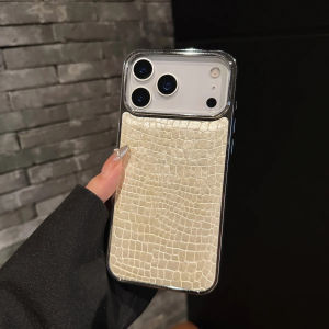 Luxury Glossy Cool Crocodile Pattern Phone Case For iPhone 17 Air 16 15 14 13 12 11 Pro Max Plus Plating Shockproof Armor Cover