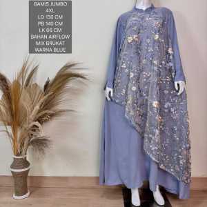 Gamis Super Jumbo Ld 130 Cm Motif Brukat Model Kekinian Koleksi Lebaran Fit To 4XL
