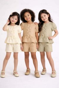 BB  Chic Ruffle-Trimmed Cotton-Blend Womens Casual Set in Solid Colors