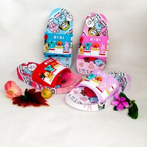 Sandal Selop bt21 bts Model Terbaru Anak Perempuan Bahan Karet Rubber