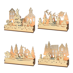 ชุดถาดจัดระเบียบขาตั้งทีไลท์สำหรับตกแต่งงานปาร์ตี้ที่บ้านชุดผู้ถือที่เป็นไม้คริสต์มาสทำด้วยมือ