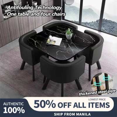 BENBO Diameter 80CM+ Four Stools Office Leisure Small Round Table Reception Table Family Dining Table