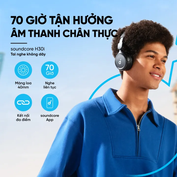 Tai nghe không dây chụp tai soundcore H30i | Hỗ trợ app | Pin khủng | Bluetooth 5.3 | BigBuy360 - bigbuy360.vn Tai nghe không dây chụp tai soundcore H30i | Hỗ trợ app | Pin khủng | Bluetooth 5.3 | BigBuy360 - bigbuy360.vn