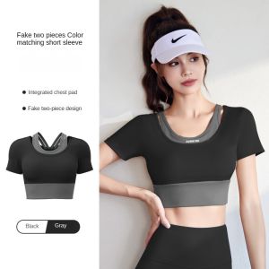 FITCOO SPORTS Yoga Pants Womens Fake Two Piece Skirt Pants High Waist Lifting Hips Running High Elastic Training Sports Tight Fitness Suit Set