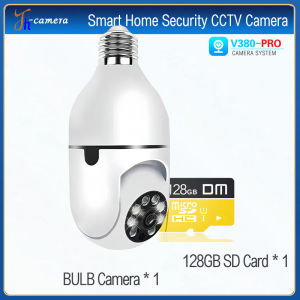 V380 pro light bulb camera connect cellphone WiFi Wireless Indoor 2MP HD cctv camera Auto Tracking 360 rotation bulb cctv camera