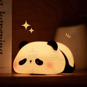 🔥[Ready Stock] Creative Lovely LED Cute Panda Silicone Tap Beside Lamp Night Light Gift Lampu Tidur Malam 小夜灯