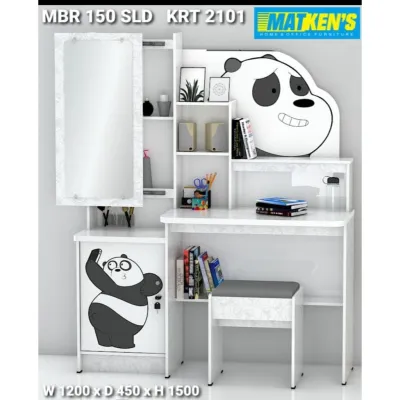 Meja Belajar Motif Set Meja Rias 120cm Kaca Sliding Free Kursi Mbrs - Medan
