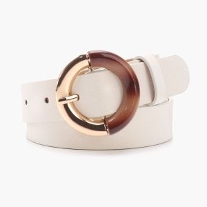 NOCASE Alloy Metal Buckle Fashion Waist Belt PU Leather Casual Decorative Waistband Retro Gradient Round Ring Buckle Versatile Waist Strap For Women