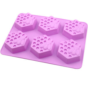 [Eqrbtl] 3D Handmade Soap Silicone Mold 6-Piece Bee Shape Silicone Mold DIY Handmade Soap Mold Homemade Honeycomb DIY Cake Mold