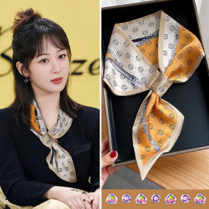 New Small Silk Scarf - Versatile Thin High-end Protective Neck Imitated Silk Fabric Neckerchief