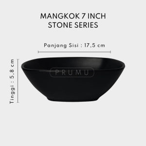 PRUMU Melamine Stone Mangkok Kotak 7 inch - Mangkok Mie - Mangkok Persegi - Mangkok Segi Empat - Mangkok Cafe - Mangkok Restoran Golden Dragon W6407A