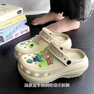 [Free Shipping] WomenS Summer Platform Sandals With Raised Heels Closed-Toe Slip-Resistant Thick-Soled Suitable For Outdoor Wear