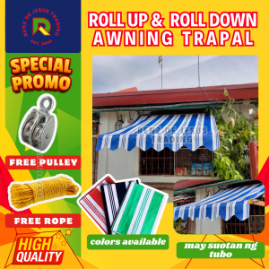 6ft x 12ft / 8ft x 9ft - With PULLEY & ROPE SET - STRIPES ROLL UP & DOWN - HIGH QUALITY - LONA TRAPAL WATERPROOF MAKAPAL