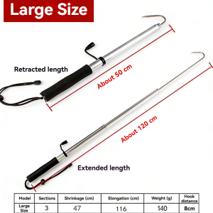 [COD] 3-Section Telescopic Fishing Gaff 116cm PH Stock - Aluminum Pole & Steel Hook