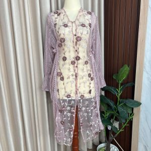 Delova Wardrobe - YUMNA TUNIK Feminine Outfit Tunik Brukat Vintage Bordir Premium Outfit Atasan Wanita Outer Rompi Renda Luaran Baju Pakaian Tulle Tile Lace Brokat Prada Viral Lebaran Raya Kebaya Kondangan Wisuda Kekinian Simple Elegan Chinese Vest