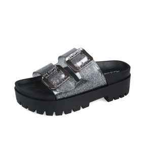 MIA Flat Sandals for Women Double Strap Velcro Thick Soled Casual Slippers