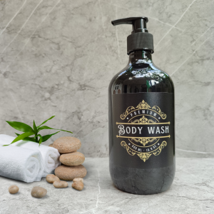 Botol Tempat Sabun Cair Shampoo Pump Dispenser Sabun Shampoo Aesthetic 500ml Motif Black Rertro